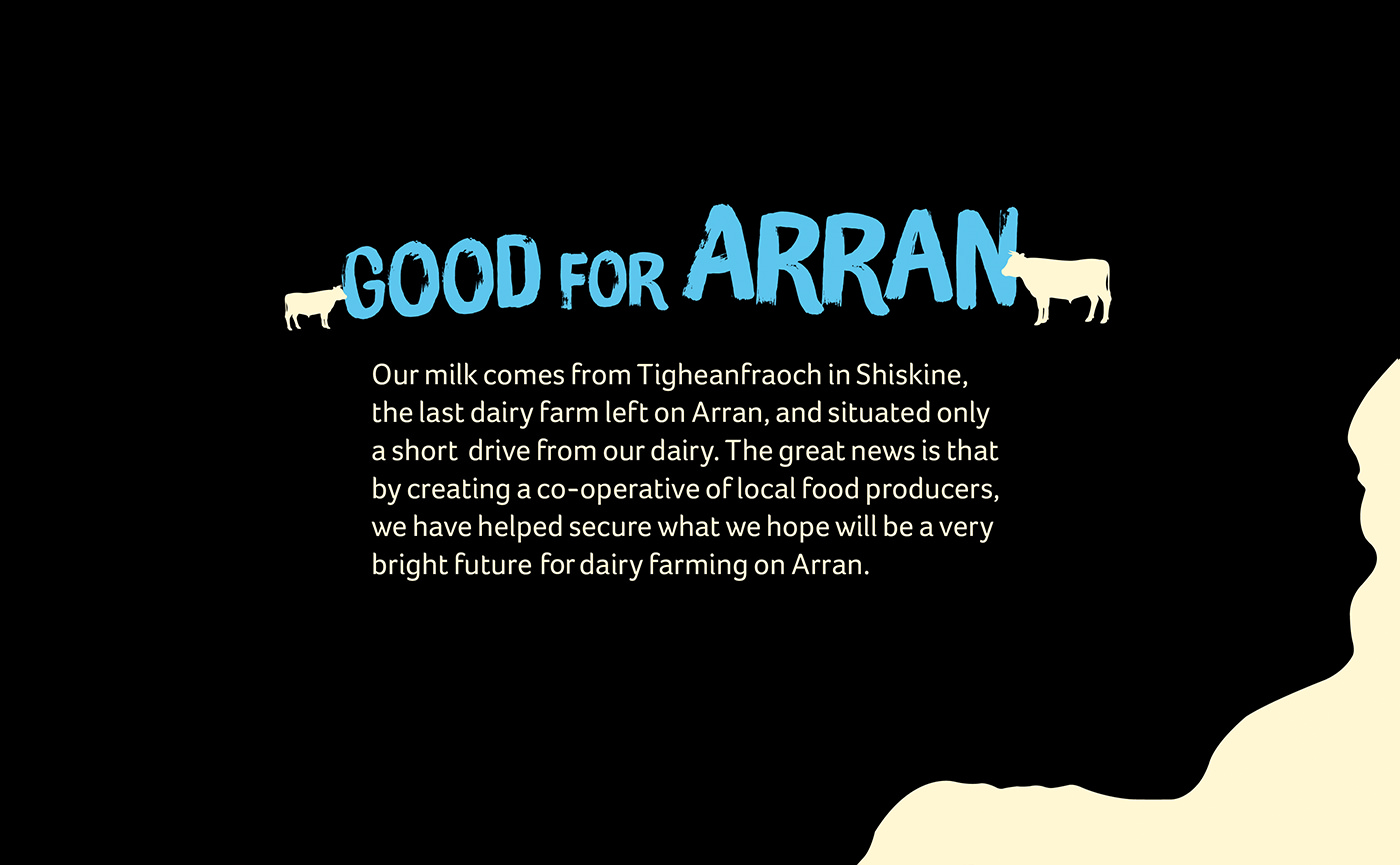Arran Milk 'Good for Arran' messaging