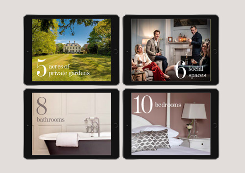 The Drylaw House weddings brochure shown on iPad screens