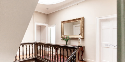 The upstairs landing of Drylaw House