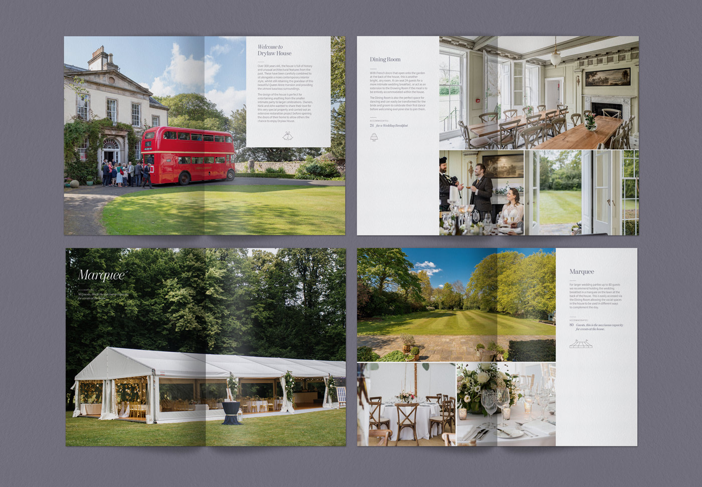 Drylaw House weddings brochure inside pages