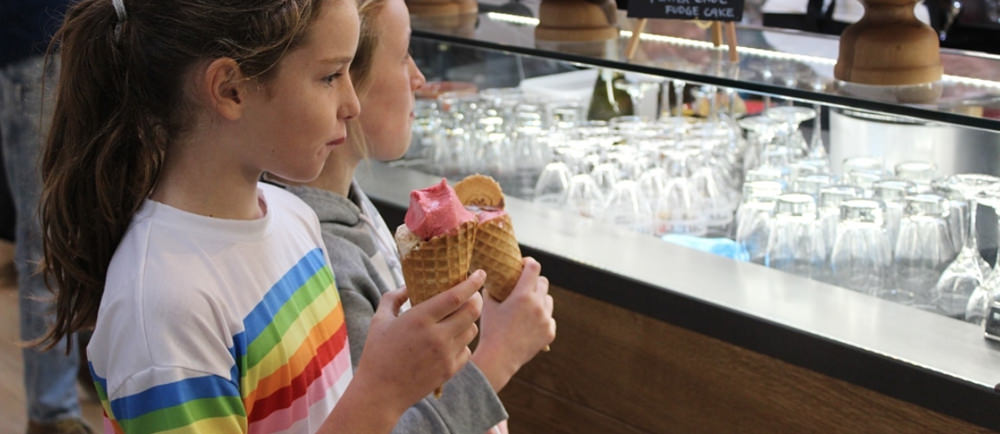 Customers enjoying ice cream at The Parlour